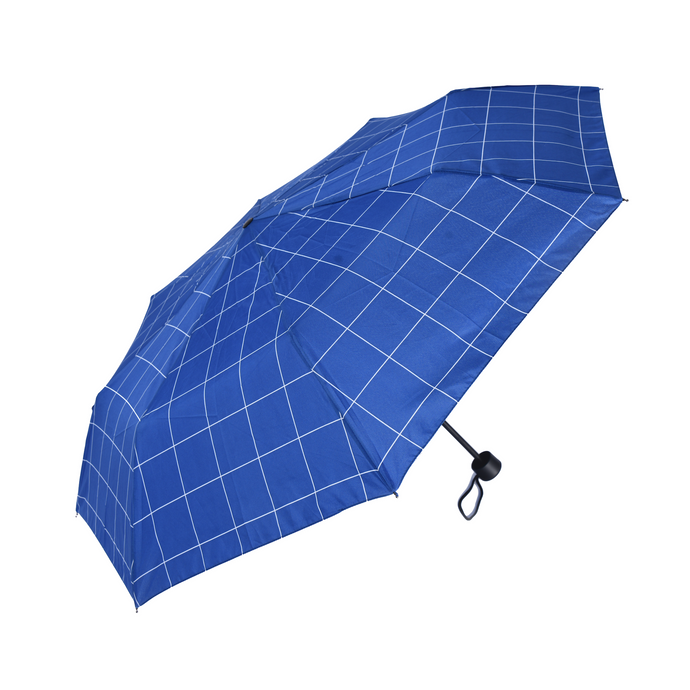 三折防風英倫傘 - 藍色格